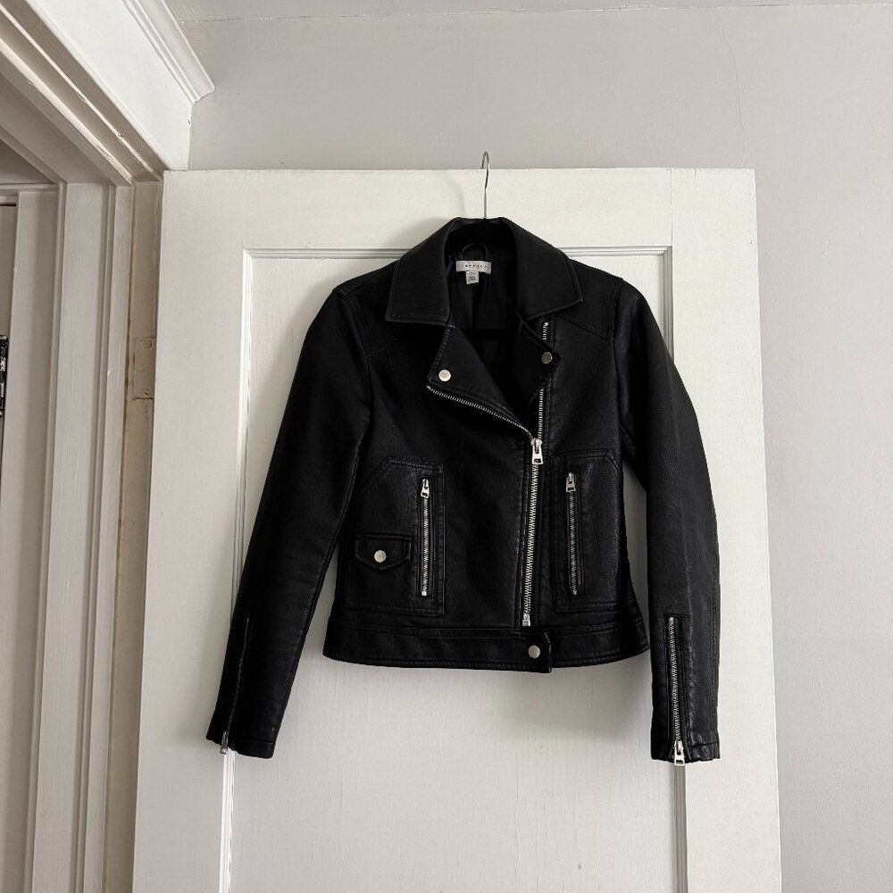 Topshop Faux Leather Black Jacket